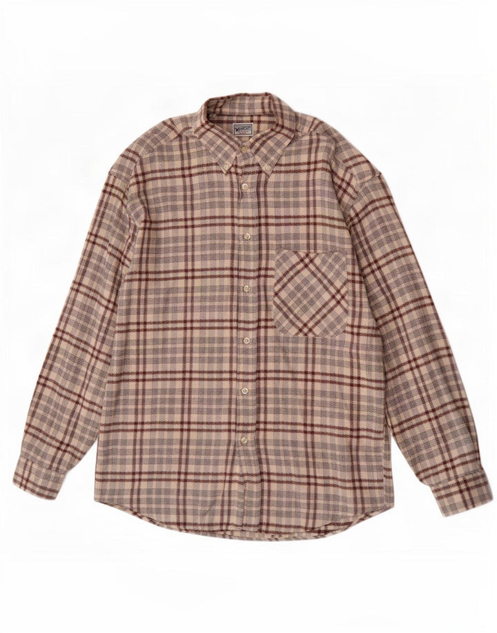 Wampum Herre flannelskjorte Stor beige ternet bomuld