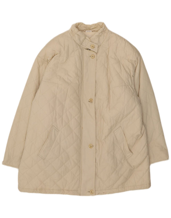 Vintage kviltet jakke til kvinder IT 54 2XL Beige
