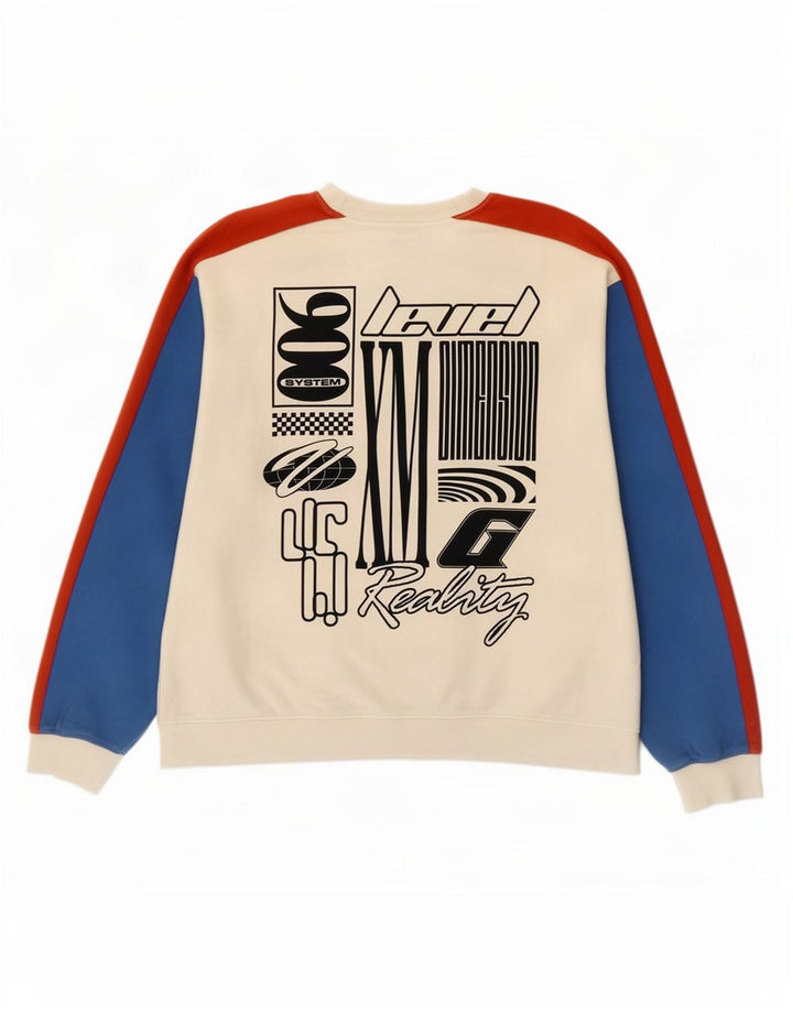 Topman grafisk sweatshirt til mænd, stor hvid farveblok