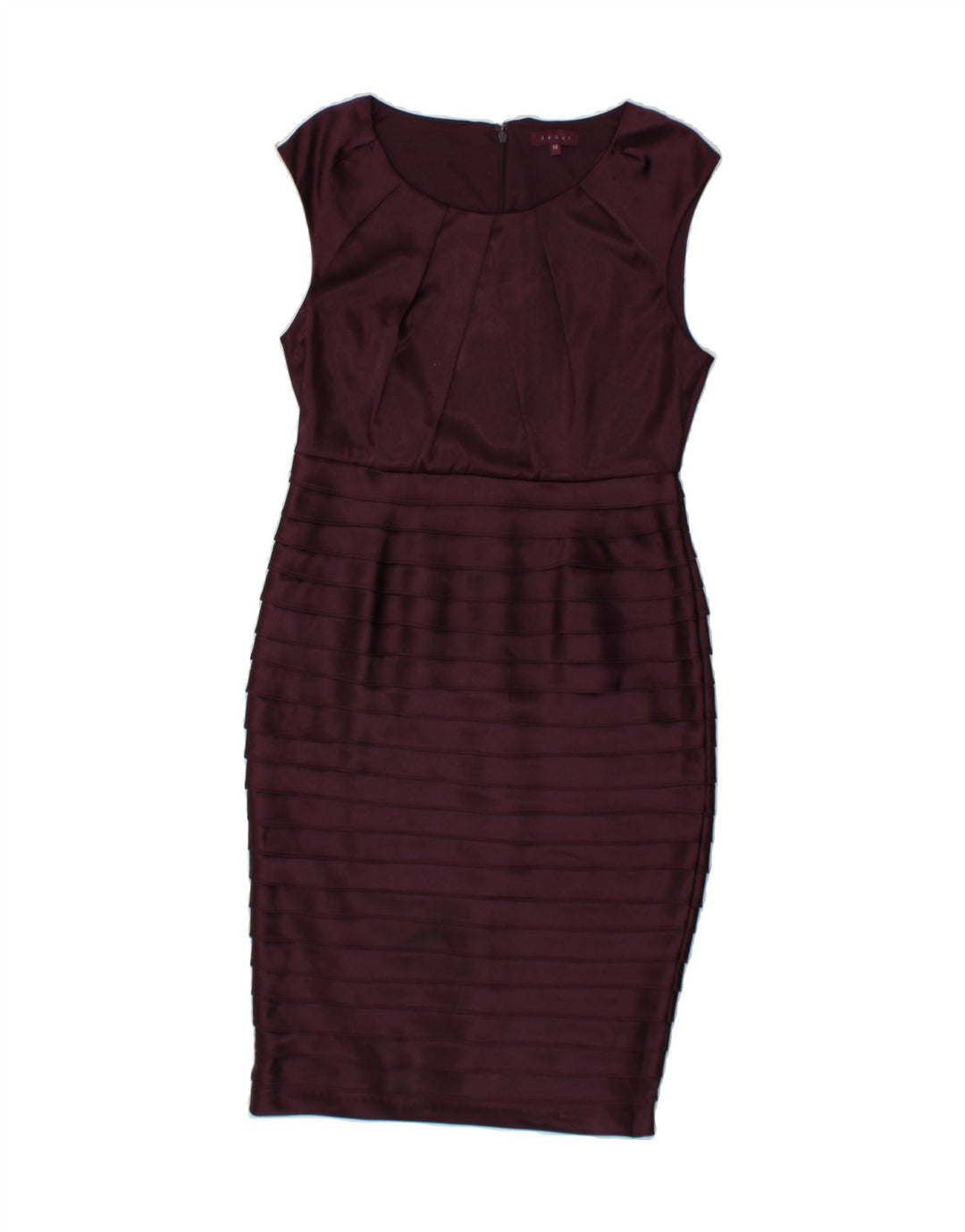 DEBUT Womens Sleeveless Bodycon Dress UK 14 Medium Burgundy Polyester Vintage Debut and Second-Hand Debut from Messina Hembry 