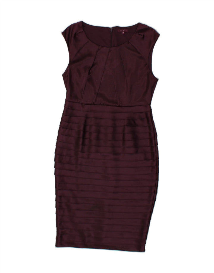 DEBUT Womens Sleeveless Bodycon Dress UK 14 Medium Burgundy Polyester Vintage Debut and Second-Hand Debut from Messina Hembry 
