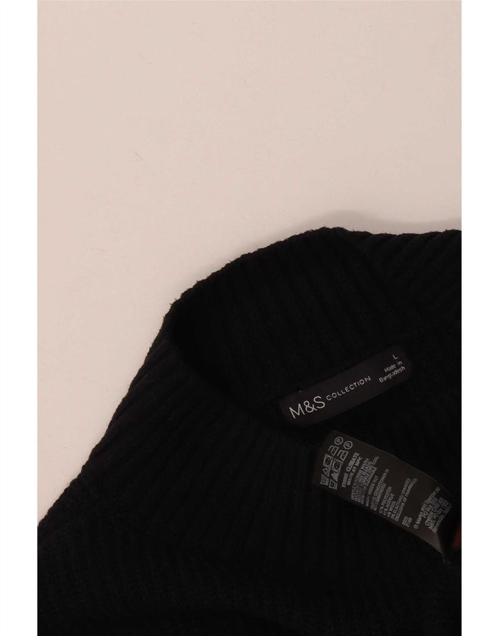 Marks & Spencer Dame Langærmet Jumper Kjole UK 16 Stor Sort Polyester