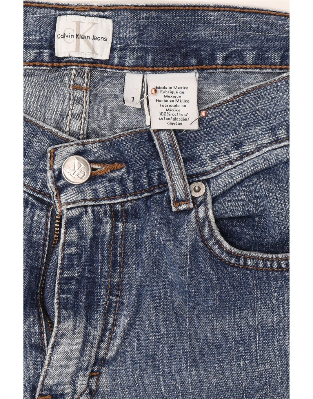 CALVIN KLEIN Dame Straight Jeans US 7 Medium W30 L28 Blå Bomuld