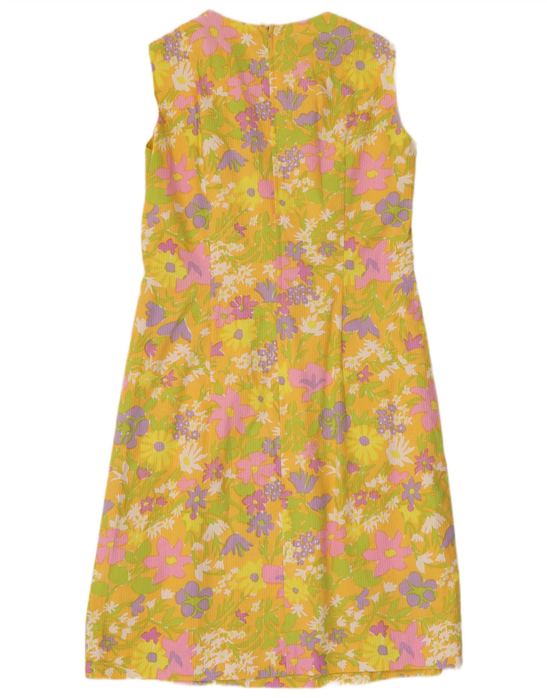 BOUSSAC Womens Ærmeløs Skede Kjole UK 14 Medium Yellow Floral