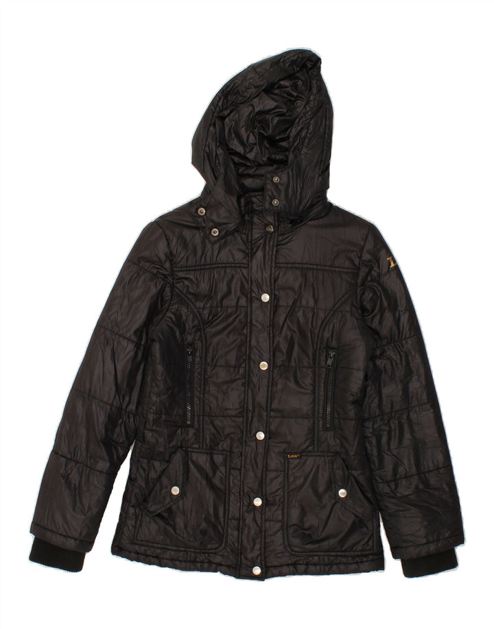 LEE Womens Hooded Padded Jacket UK 6 XS Black Polyamide Vintage Lee and Second-Hand Lee from Messina Hembry 