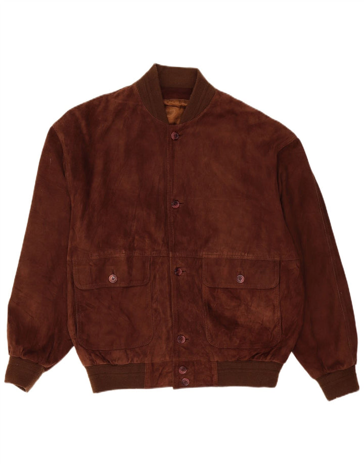 Vintage herre bomber ruskindsjakke EU 54 2XL brunt læder