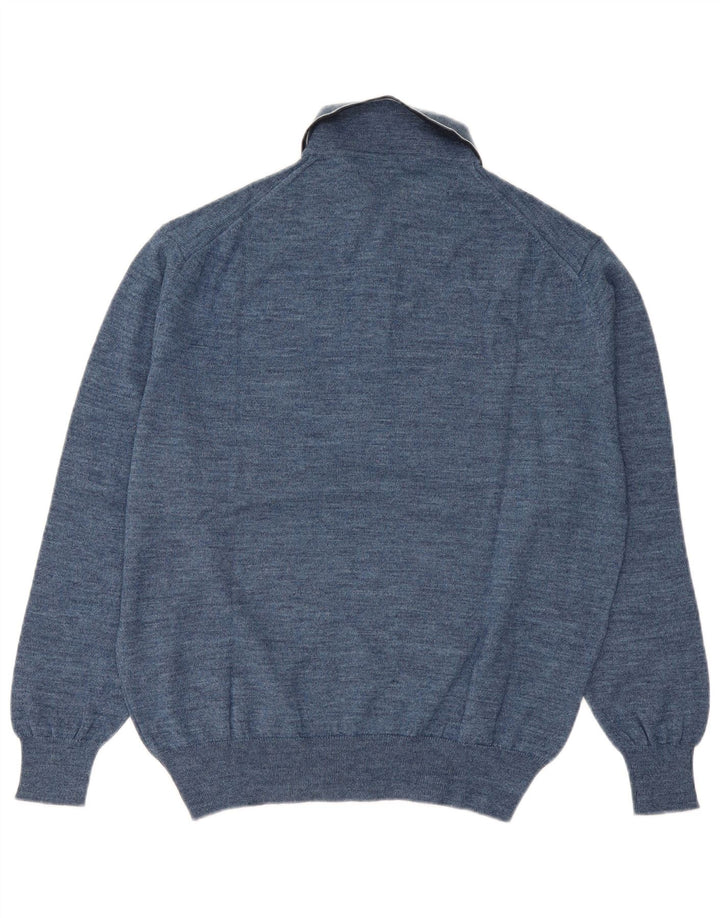 Canda Herre Polo Neck Jumper Sweater IT 48/50 Medium Blue Virgin Wool