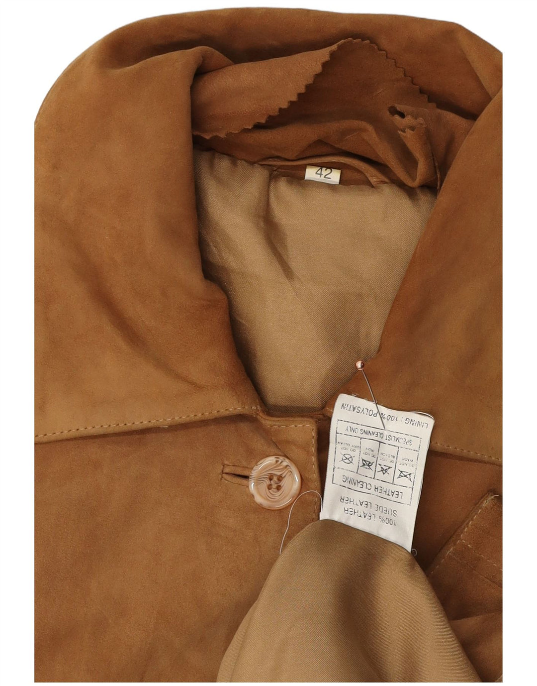 VINTAGE Dame ruskindsjakke UK 16 Stor brunt læder