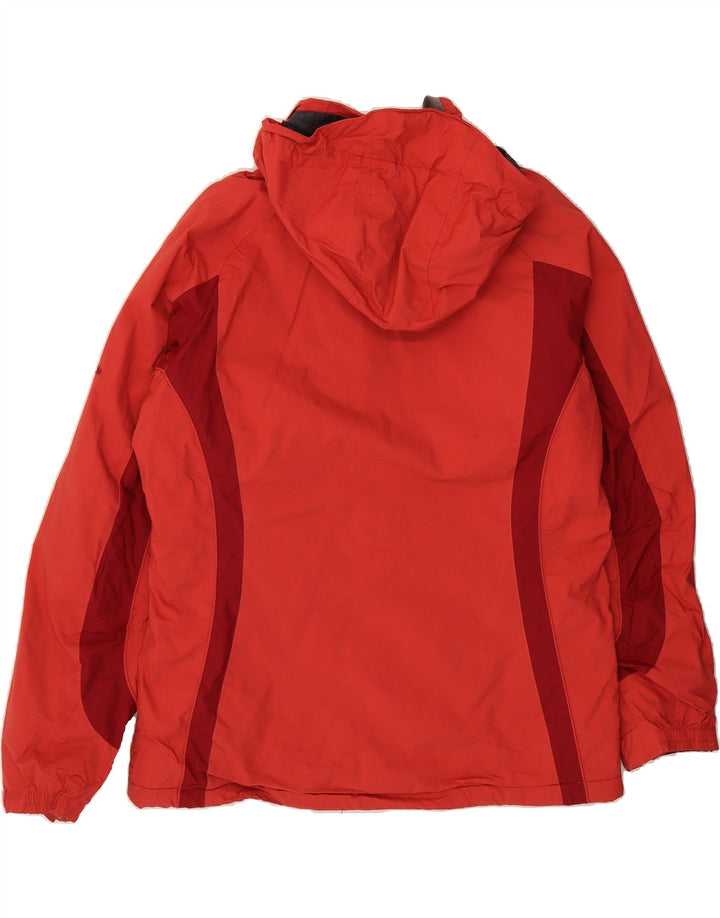 COLUMBIA Womens Hooded Windbreaker Jacket UK 16 Large Red Colourblock Vintage Columbia and Second-Hand Columbia from Messina Hembry 