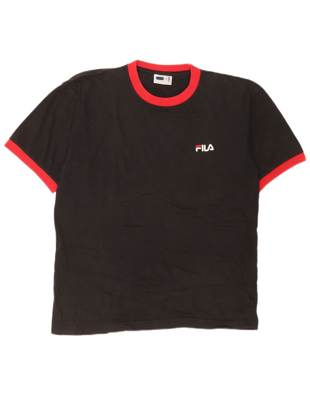 Fila Herre T-Shirt Top Lille Sort Colourblock Bomuld