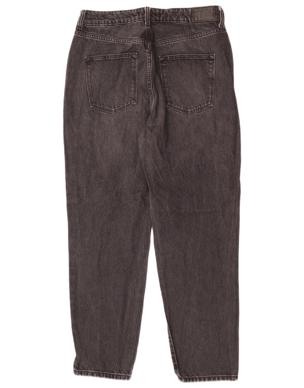 Zara Dame Højtaljede tilspidsede Jeans EU 40 Medium W30 L28 Sort Bomuld