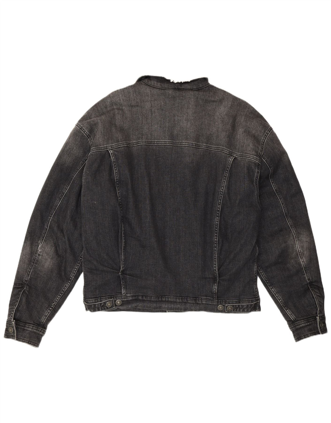 DIESEL Herre Denim Sherpa Jacket UK 40 Stor Grå Bomuld