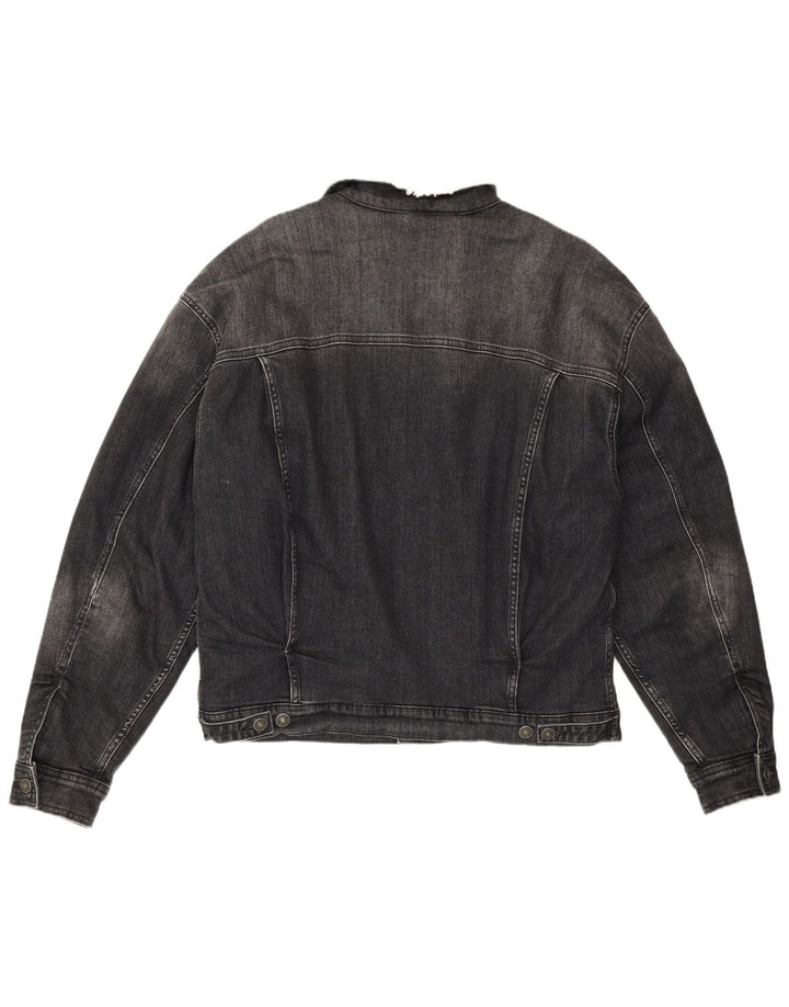 DIESEL Herre Denim Sherpa Jacket UK 40 Stor Grå Bomuld