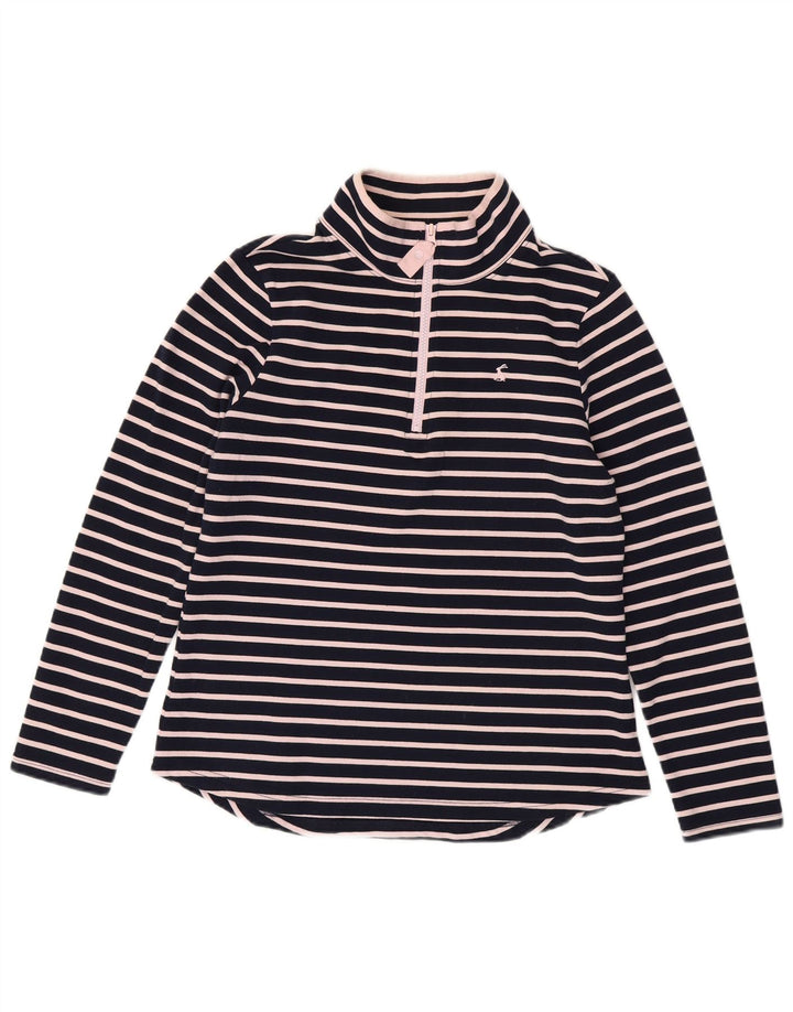JOULES Dame Zip Neck Sweatshirt Jumper UK 14 Stor marineblå stribet