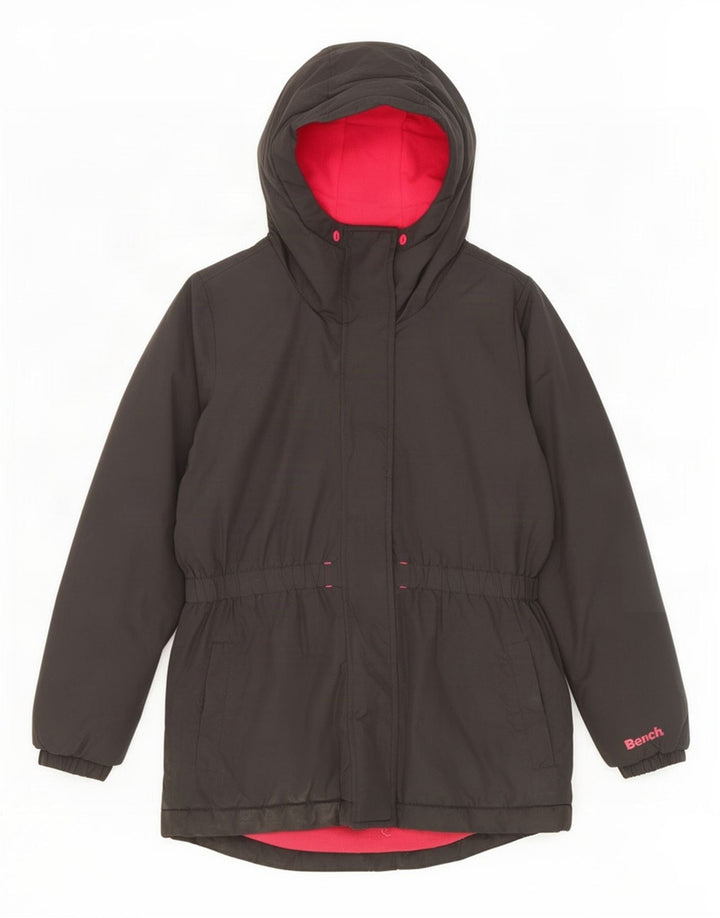 Bænk piger hættejakke parka 11-12 år sort polyester