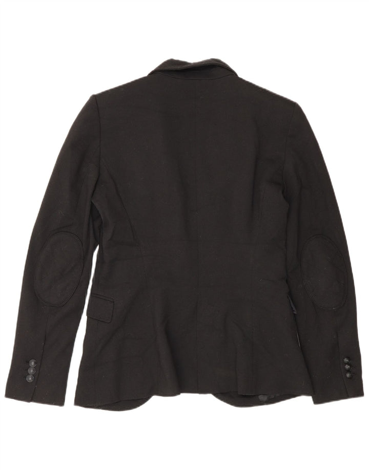 Zara Dame 1 Knap Blazer Jacket UK 12 Medium Sort Polyester