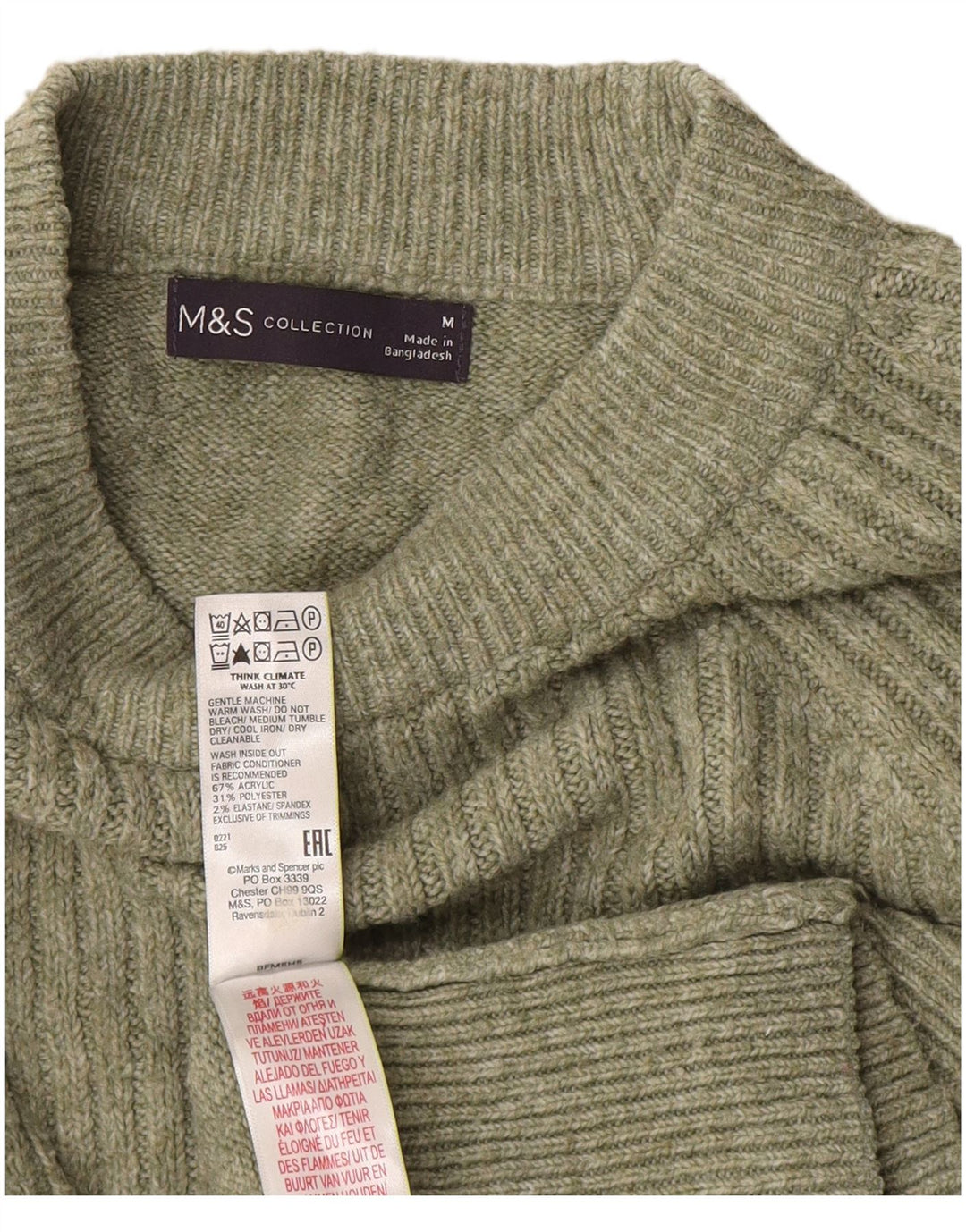 Marks & Spencer Dame Turtle Neck Jumper Sweater UK 14 Medium Green