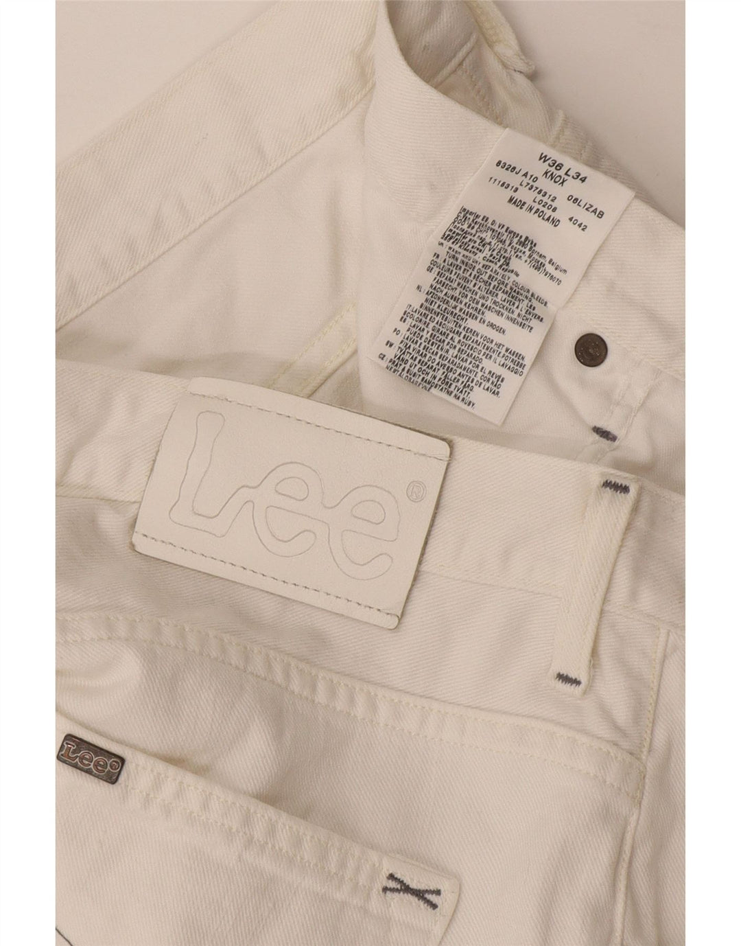 Lee Herre Knox Straight Jeans W36 L34 Hvid Bomuld
