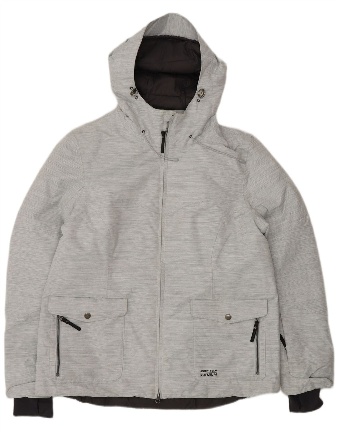 TCM Dame Oversized Hooded Windbreaker Jacket IT 46 Large Grey Pinstripe