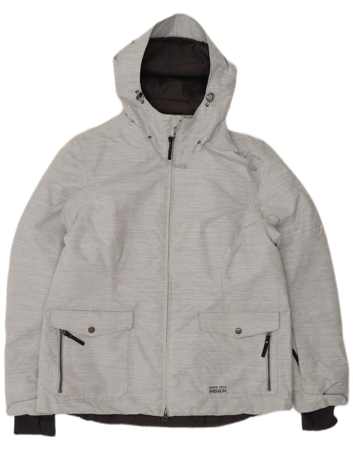 TCM Dame Oversized Hooded Windbreaker Jacket IT 46 Large Grey Pinstripe