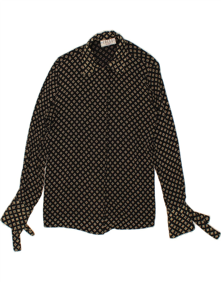 VINTAGE Womens Abstract Pattern Shirt Blouse IT 42 Medium Black Vintage Vintage and Second-Hand Vintage from Messina Hembry 