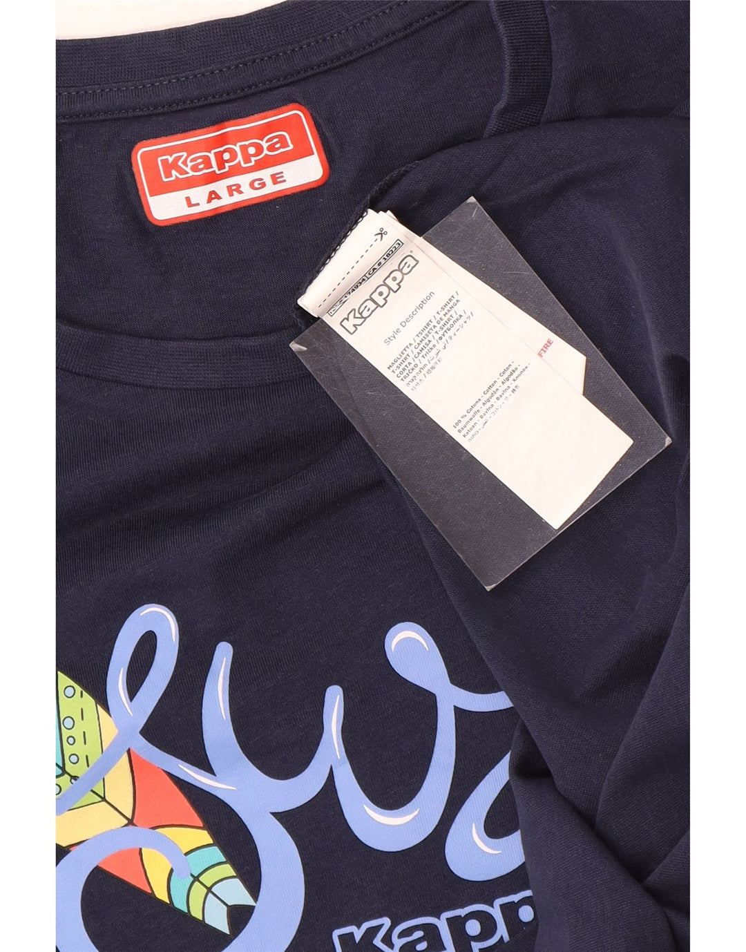Kappa Herre grafisk T-shirt Top Stor marineblå bomuld