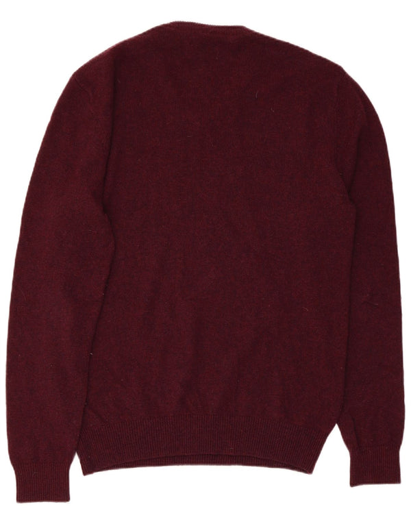 JACK WILLS Herre V-hals sweater Large Maroon Merino Wool