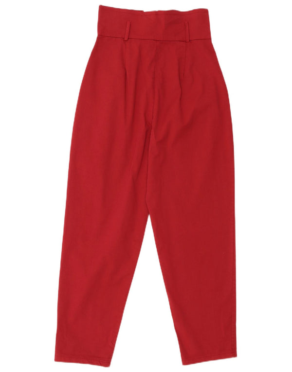 Vintage Womens High Waist Tapered Casual Trousers Small W26 L25 Burgundy