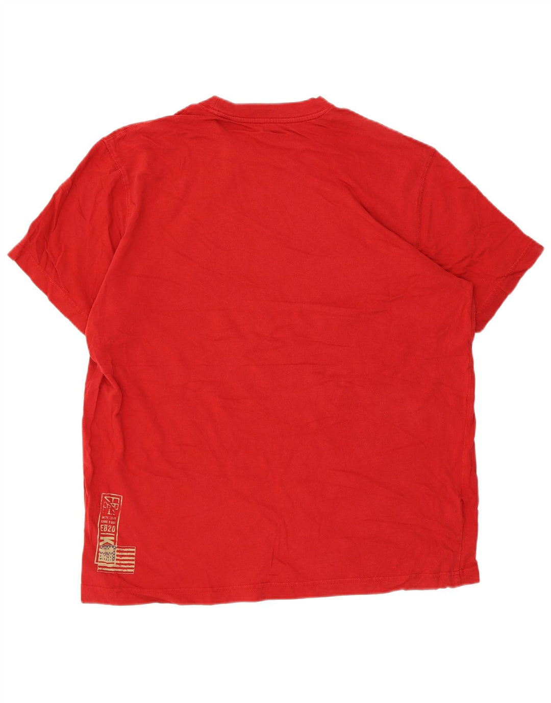 EDDIE BAUER Herre grafisk T-shirt Top Stor rød bomuld