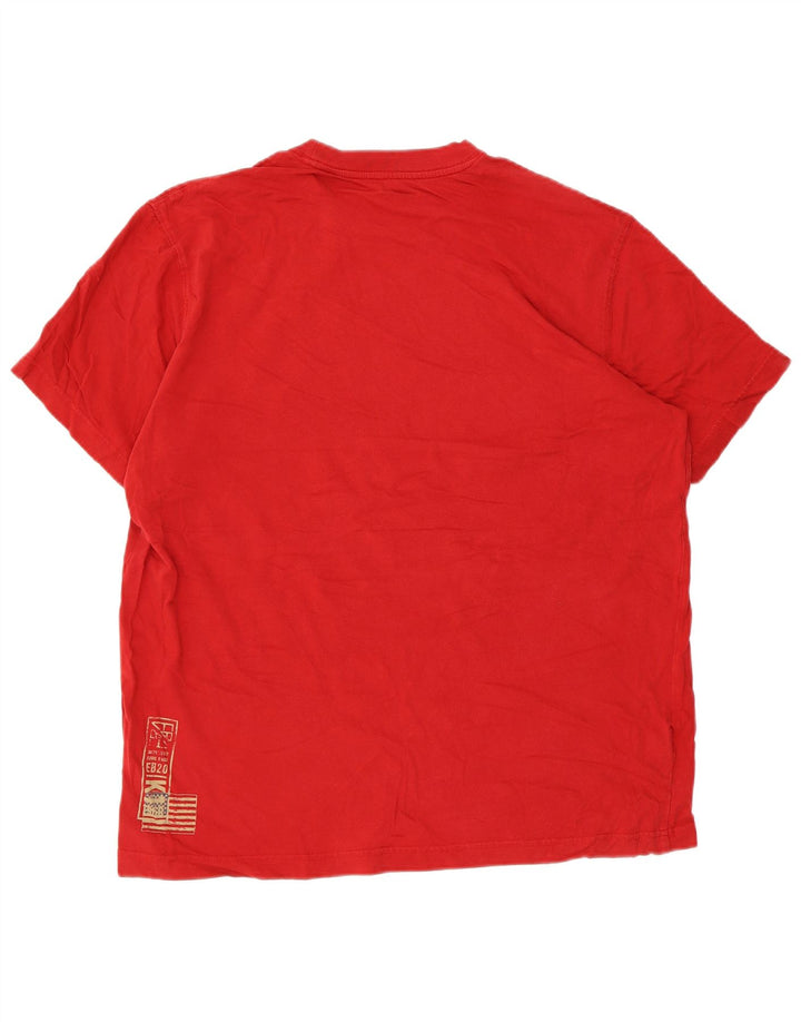 EDDIE BAUER Herre grafisk T-shirt Top Stor rød bomuld