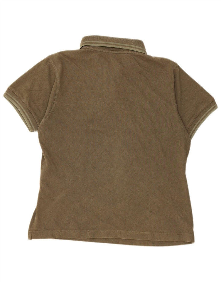 Fred Perry Dame Polo Shirt UK 12 Medium Khaki Bomuld