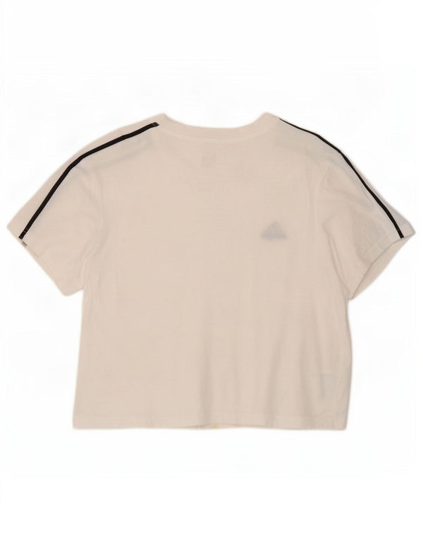 Adidas Womens Crop Loose Fit T-Shirt Top UK 8/10 Small White Cotton