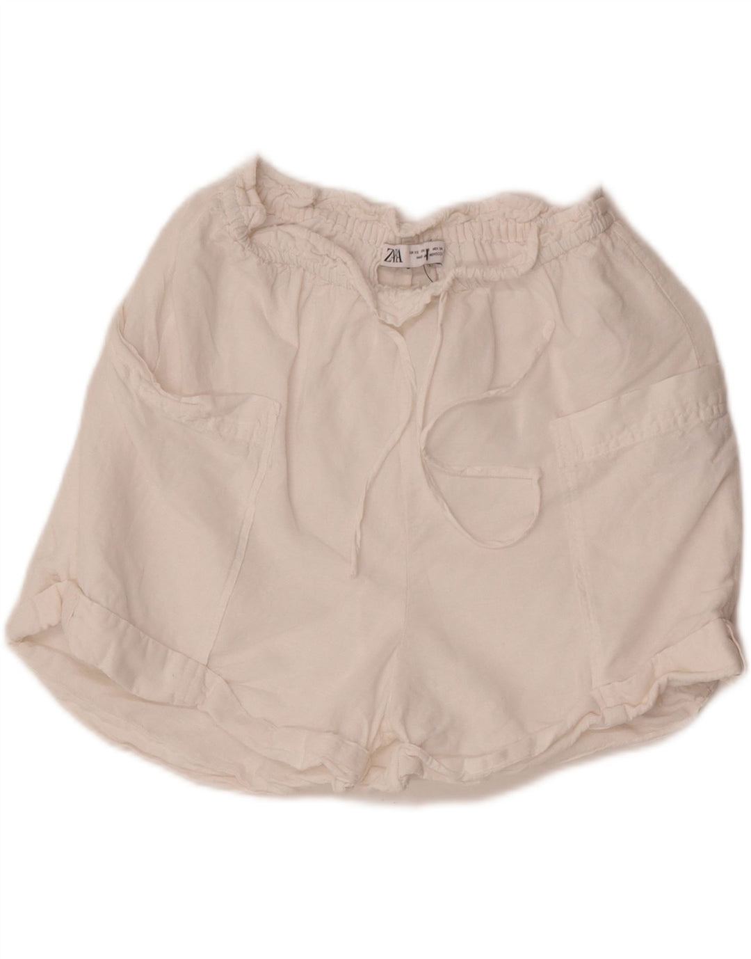 Zara Casual Shorts til kvinder XS W24 Hvid hør