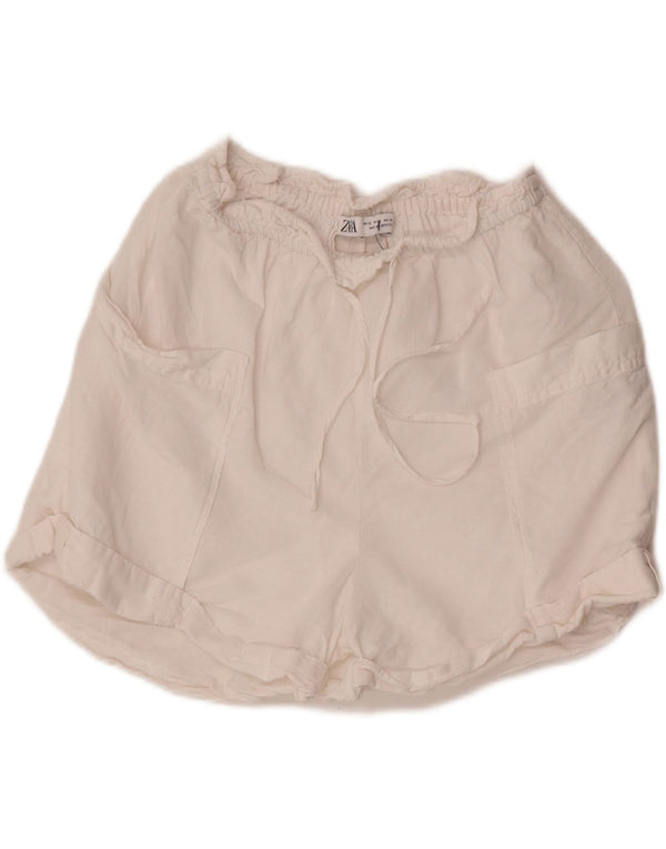 Zara Casual Shorts til kvinder XS W24 Hvid hør
