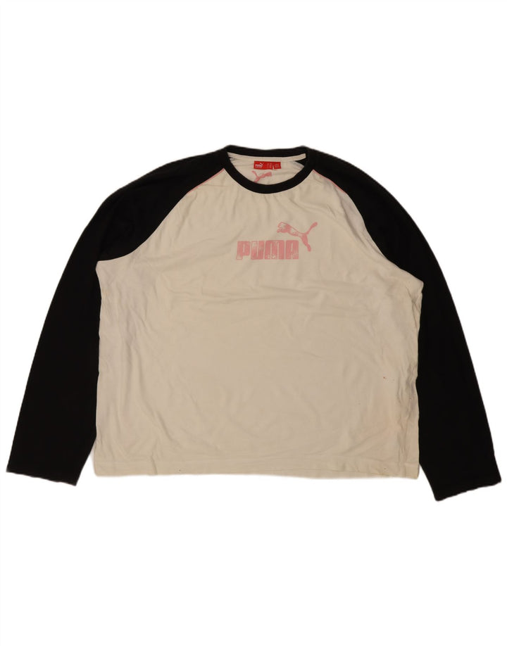 Puma Herre Grafisk Top Langærmet 2XL Hvid Colourblock Bomuld