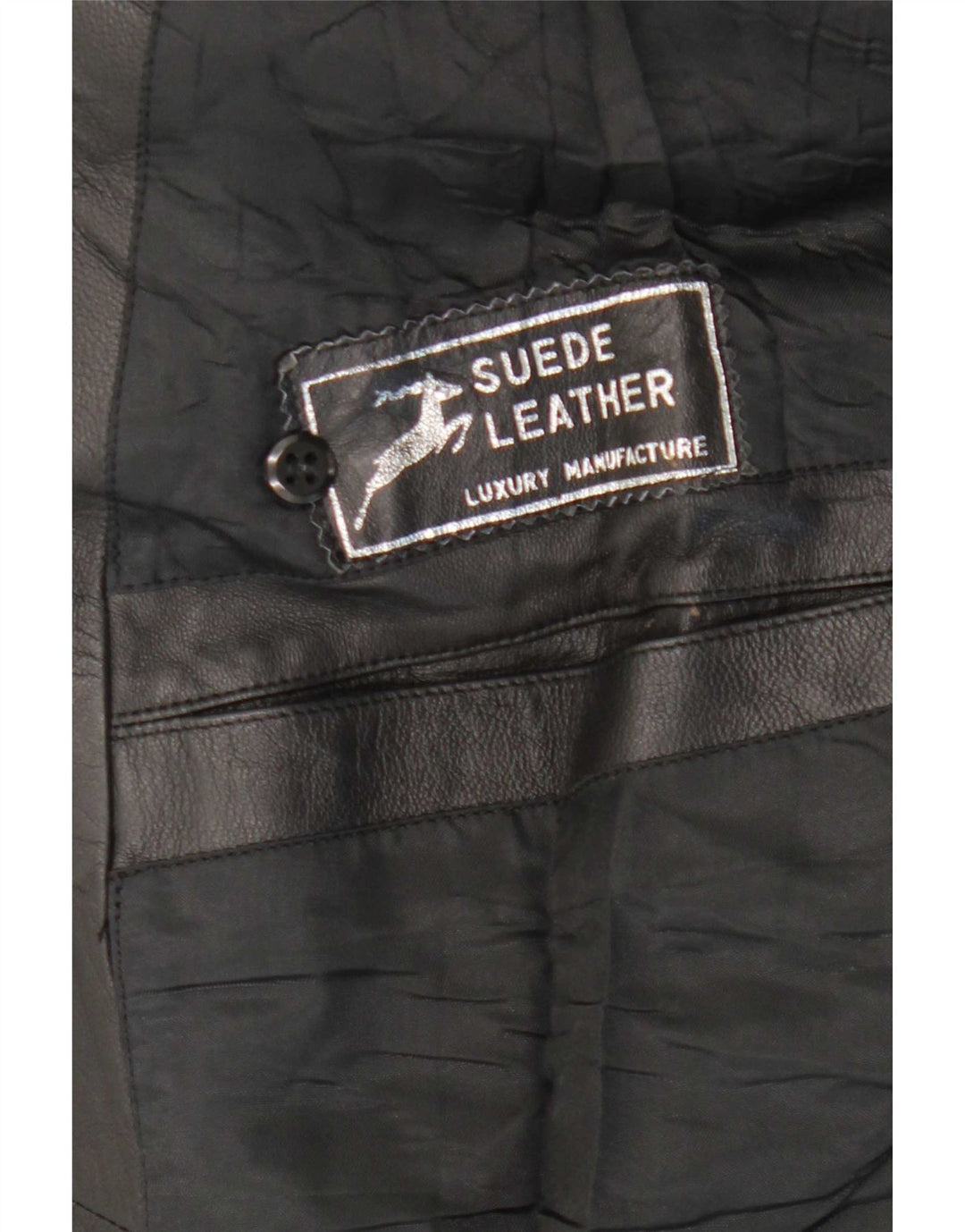Vintage herre læder dobbeltradet frakke UK 38 medium sort