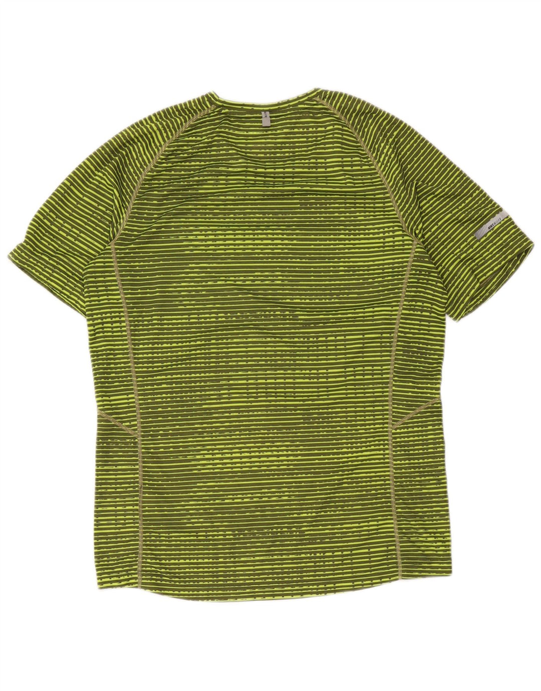 Nike Dame Dri Fit T-Shirt Top UK 14 Medium Grøn Stribet Polyester
