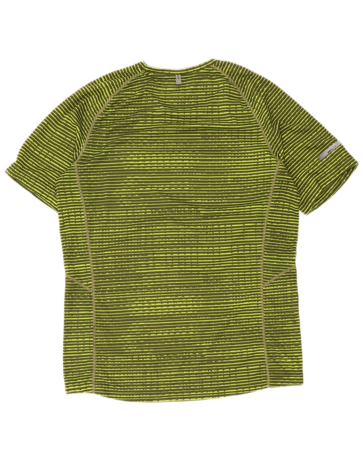 Nike Dame Dri Fit T-Shirt Top UK 14 Medium Grøn Stribet Polyester