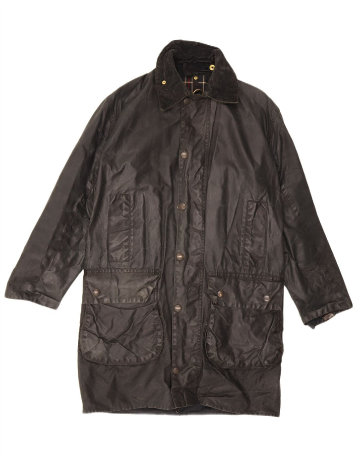 Barbour Herre Border Waxed Cotton Coat UK 36 Small Black
