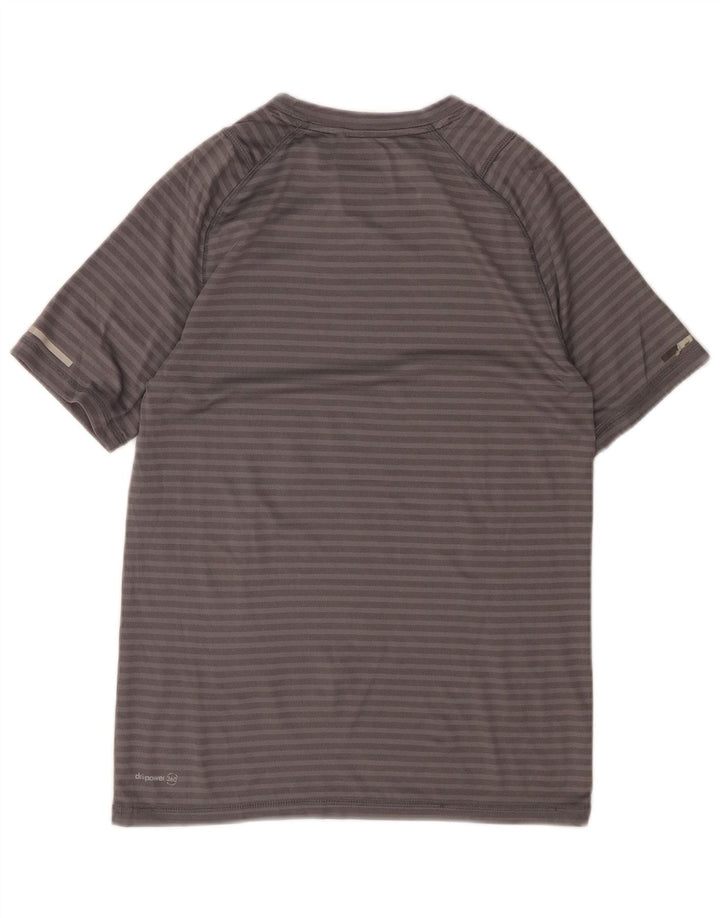 RUSSELL ATHLETIC Mens Dri-Power T-Shirt Top Small Grey Striped Polyester