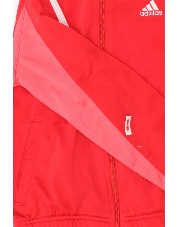 Adidas Pige Træningsdragt Topjakke 7-8 År Rød Colourblock Polyester