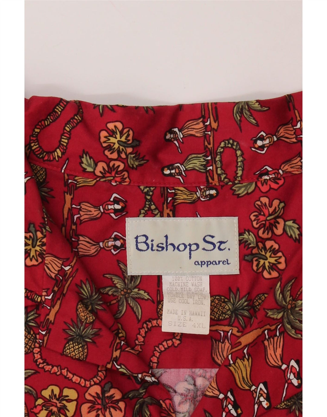 Bishop St. Apparel Kortærmet Herreskjorte 4XL Rød Blomsterbomuld