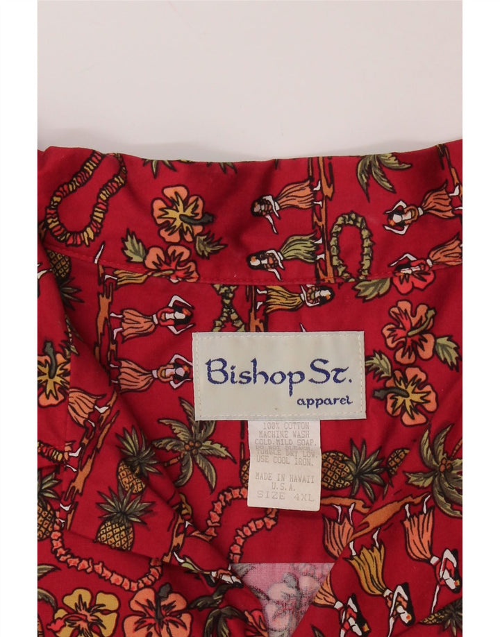 Bishop St. Apparel Kortærmet Herreskjorte 4XL Rød Blomsterbomuld