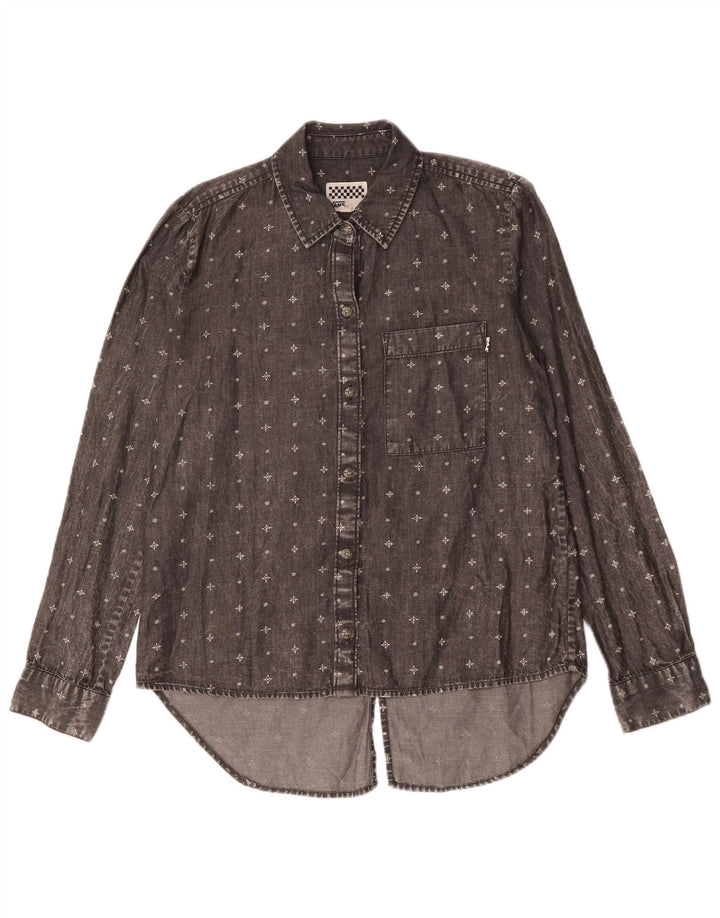 Vans Dame Oversized Shirt UK 10 Small Black Geometric Bomuld