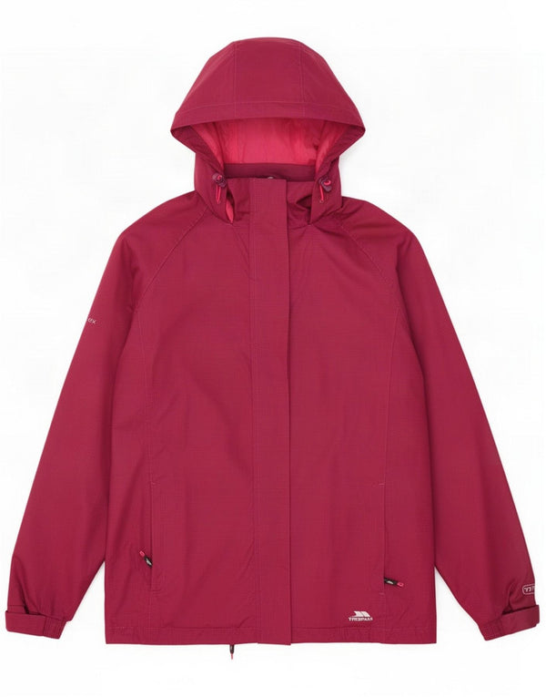 Trespass Womens Hooded Rain Jacket UK 14 Medium Pink Polyester