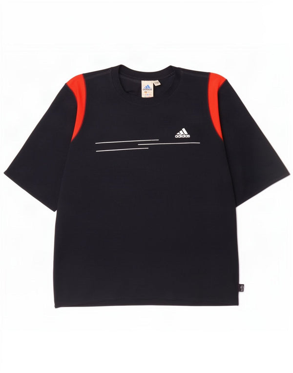 Adidas Herre Climalite T-Shirt Top XL Marineblå Colourblock Polyester