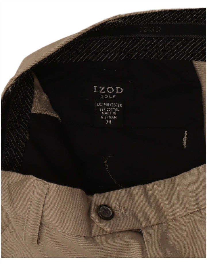 Izod Herre Golf Chino Shorts W34 Large Beige Polyester