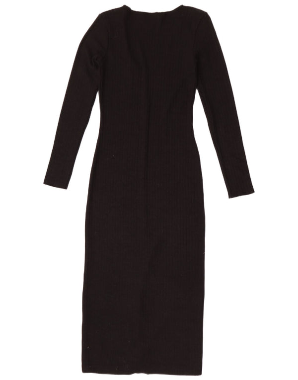 Zara Dame Maxi Langærmet Jumper Kjole UK 12 Medium Sort