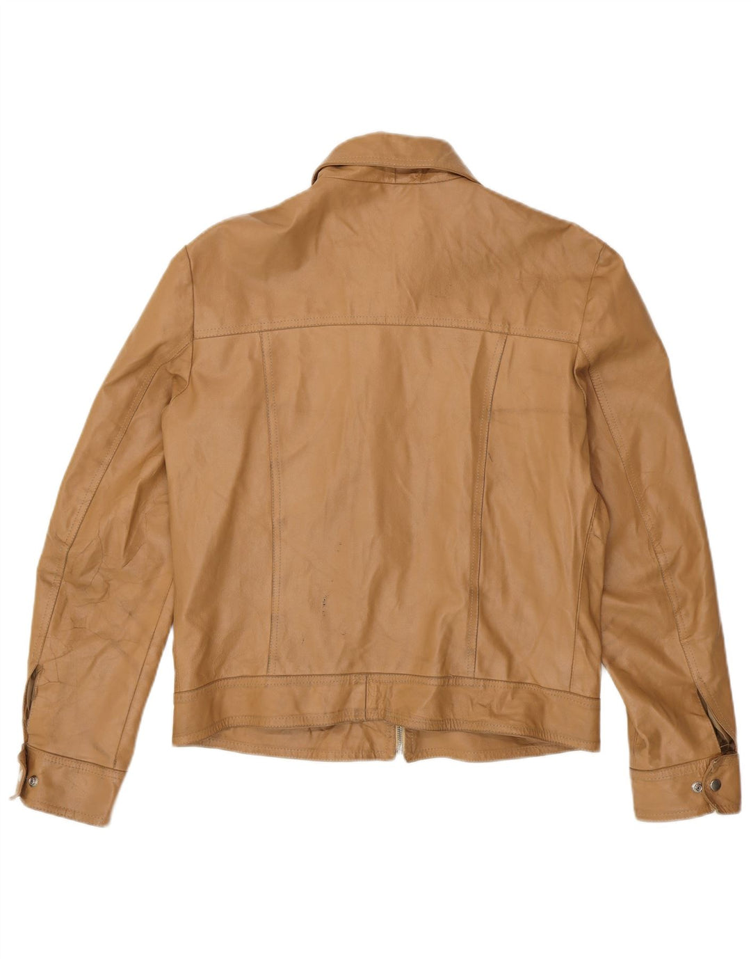 Vintage læderjakke til kvinder UK 18 XL beige læder