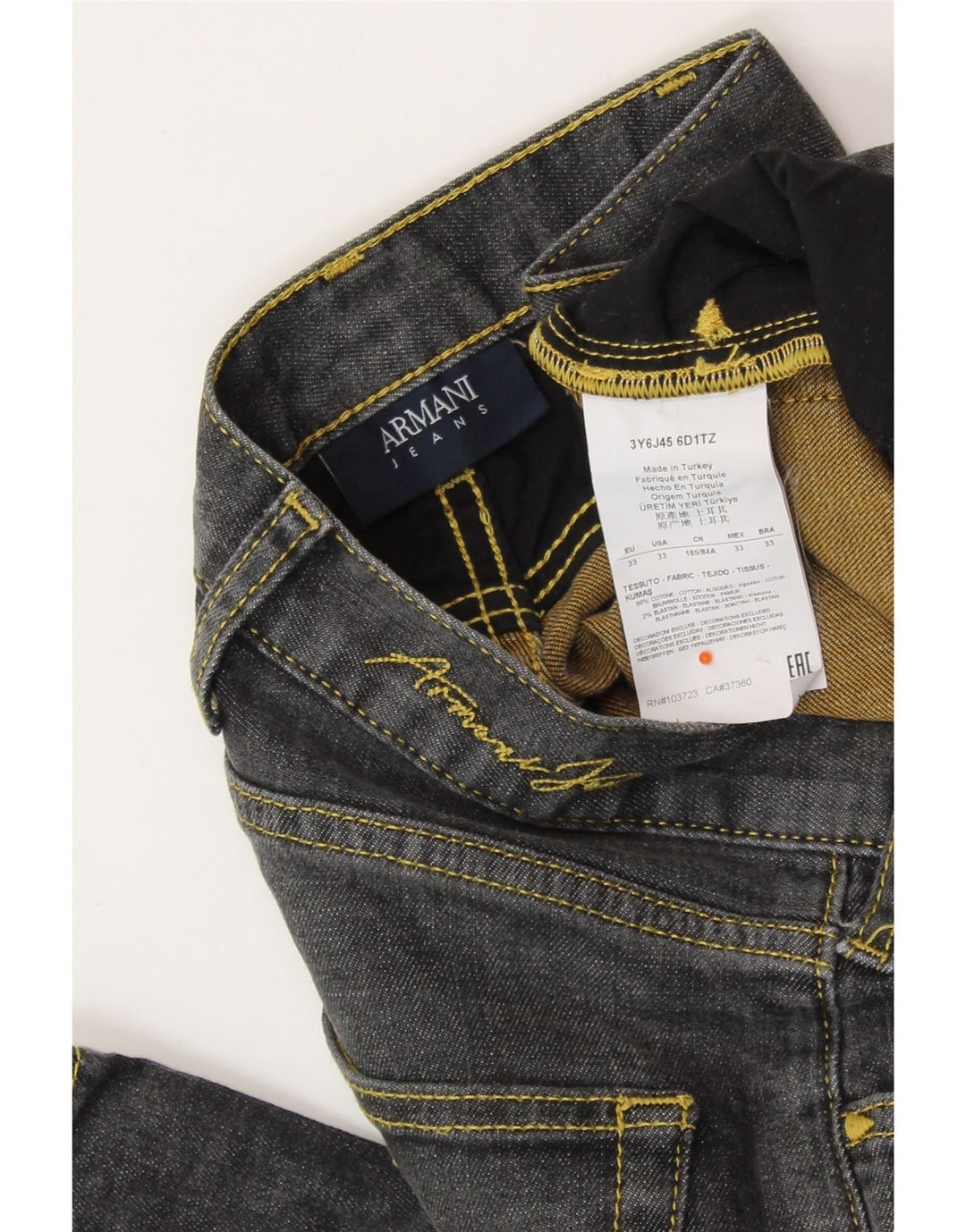 ARMANI Straight jeans til mænd W33 L32 Grå bomuld